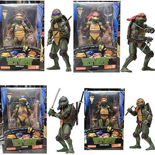 Tortuga Ninja: 7 Pulgadas Figura De Acción De 1990 Personaje De La Película Versión Móvil De Marionetas Colección Animada Modelo Estatua Decoración, Regalos De Cumpleaños para Niños A