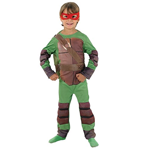 Tortugas Ninja - Disfraz de Tortuga Ninja con 4 antifaces para niño, infantil 8-10 años (Rubie's 886811-L)