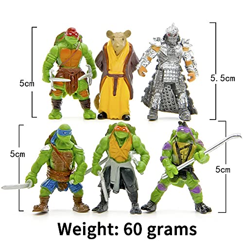 Tortugas Ninja Mutantes Adolescentes, 6Pcs Mini Juego De Figuras Decoración Mutant Ninja Turtle Caricatura Cake Topper Para Baby Shower Fiesta De Cumpleaños Suministros Para Adorno De Torta