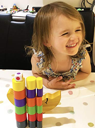 TOWO Juguete Apilador de Madera - Juego de Equilibrar la con los Bloques de Construcción para Aprender los Colores, a apilar y Contar - material montessori juego educativo rompecabezas