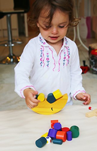 TOWO Juguete Apilador de Madera - Juego de Equilibrar la con los Bloques de Construcción para Aprender los Colores, a apilar y Contar - material montessori juego educativo rompecabezas