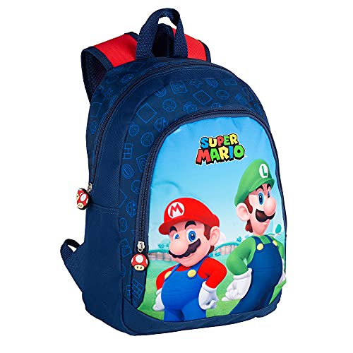 Toy Bags- Super Mario y Luichi Juguetes, Color Azul y Rojo, Grande (T433-830)