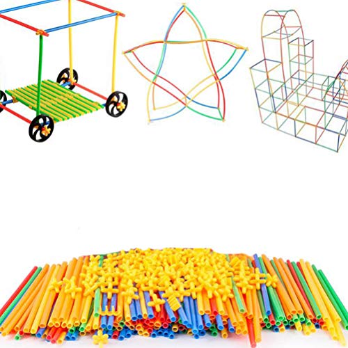 TOYANDONA 204 piezas de construcción de varillas para pajitas de construcción para niños con conectores de ruedas para juegos de ingeniería de plástico para niños y niñas