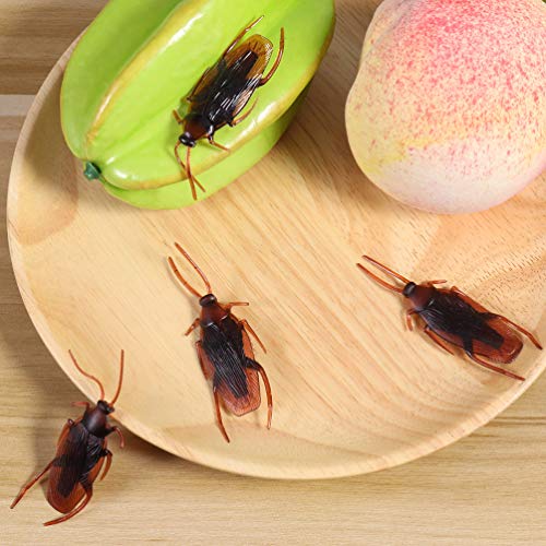 TOYANDONA 60 cucarachas falsas de plástico para cucarachas y insectos de broma para Halloween (marrón)