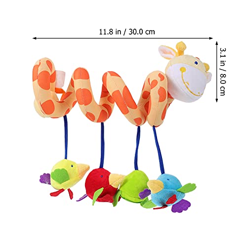 TOYANDONA Bebé Musical Cuna Móvil de Tela de Felpa Jirafa Muñeca de Juguete con Pájaro Muñeca Y Cascabeles Juguete Espiral Sonajero de Bebé Juguetes para Habitación de Bebé Decoración de