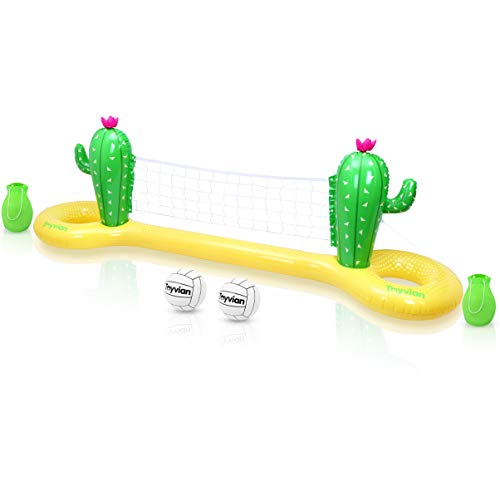 TOYANDONA PVC Juego de Voleibol Inflable Juego de Aro Flotante Cactus Agua Flotante Diversión de Verano Juego de Flotador Juego Piscina Fiesta de Verano