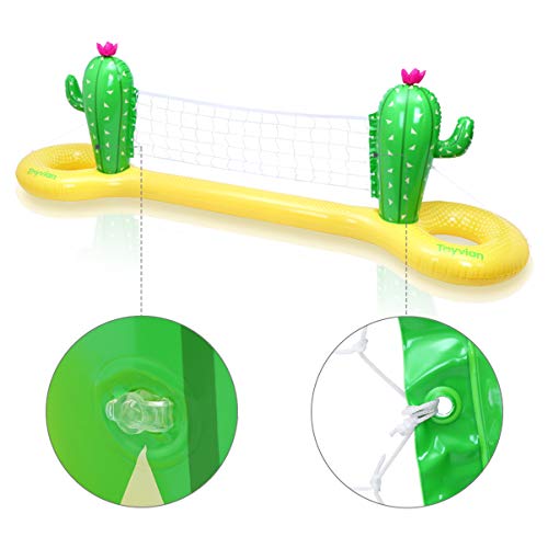 TOYANDONA PVC Juego de Voleibol Inflable Juego de Aro Flotante Cactus Agua Flotante Diversión de Verano Juego de Flotador Juego Piscina Fiesta de Verano