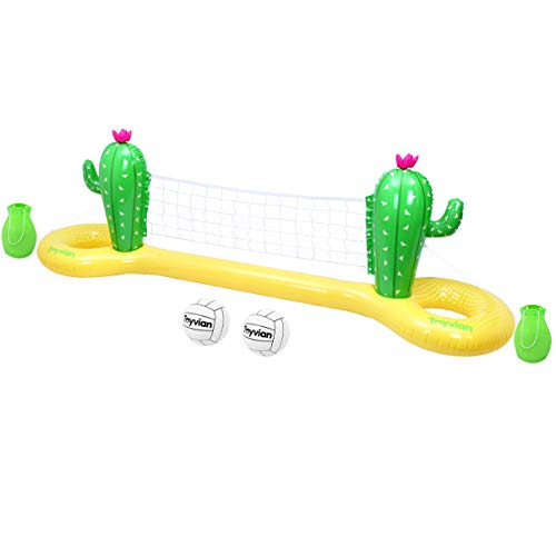 TOYANDONA PVC Juego de Voleibol Inflable Juego de Aro Flotante Cactus Agua Flotante Diversión de Verano Juego de Flotador Juego Piscina Fiesta de Verano