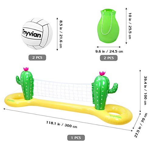 TOYANDONA PVC Juego de Voleibol Inflable Juego de Aro Flotante Cactus Agua Flotante Diversión de Verano Juego de Flotador Juego Piscina Fiesta de Verano