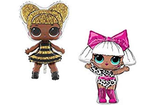 TOYLAND Paquete de 2 - Globos de Papel de Aluminio de 35 "LOL - Queen Bee + Diva Girl - Fiesta LOL