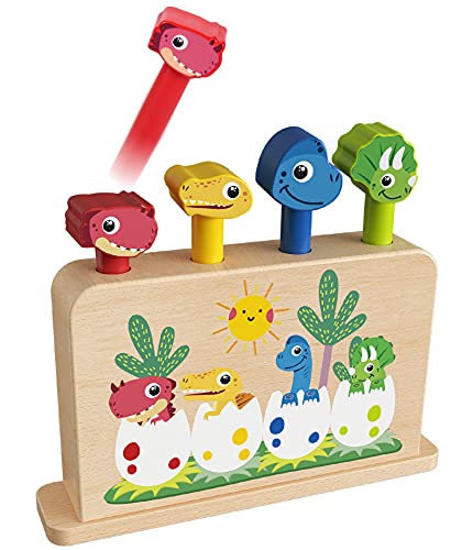 Toyssa Juguetes de Madera Montessori Pop Up Juguetes de Dinosaurios Juego Educativo Regalos de Cumpleaños para Bebés de 1 2 3 Años Pequeños Niños y niñas