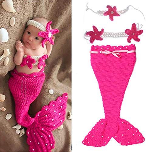 Toyvian 1 Unidades Encantadora Sirena recién Nacida Accesorios de fotografía bebé Disfraz bebé Tejer Crochet suéter Cosplay Trajes de Cola (Rosy)