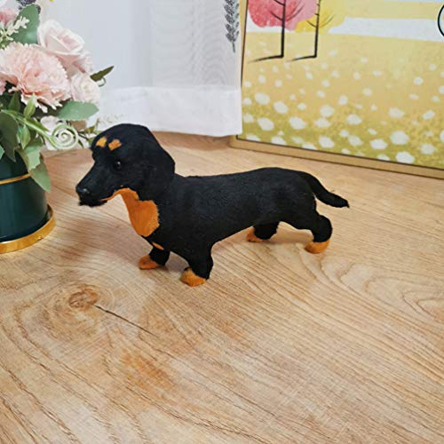 Toyvian Figura de perro salchicha, modelo adorable de mascota, juguete de escritorio, ornamento de Navidad, regalo de cumpleaños para los amantes de los perros