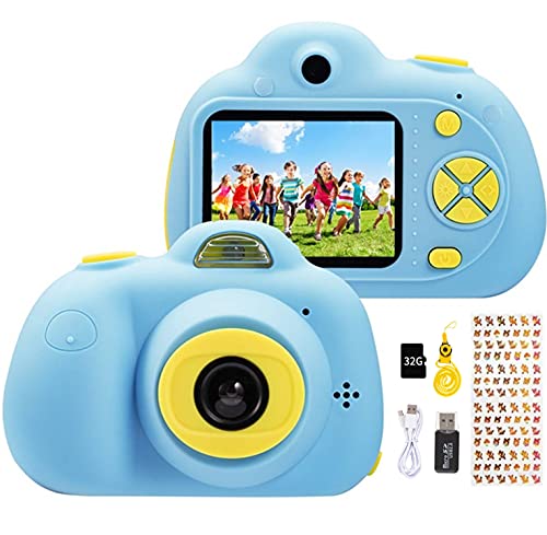 ToyZoom Cámara para niños, cámara Digital portátil para Selfies para niñas, videocámara para niñas, LCD de 2 Pulgadas / 1080P HD / 18MP /Tarjeta SD 32G incluida (Azul)