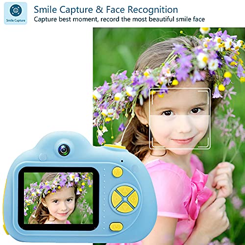 ToyZoom Cámara para niños, cámara Digital portátil para Selfies para niñas, videocámara para niñas, LCD de 2 Pulgadas / 1080P HD / 18MP /Tarjeta SD 32G incluida (Azul)