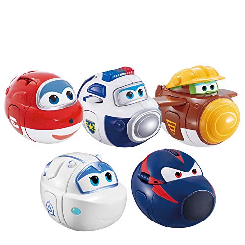 Trǎńsfōrmérs, Super Wings 5 ​​Estilos Transformando Toy Catapult Mini Planos Deformación Aeroplano Robot Huevos Acción y Juguetes Figuras Regalos Niños (Color : E)