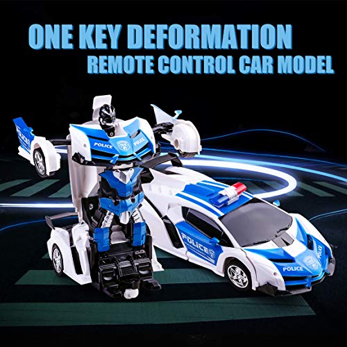 Transforming Toys - Coche de control remoto 2 en 1 con control remoto para niños y niñas de 5 a 12 años de edad Robot de deformación RC para niños y niñas (blanco)