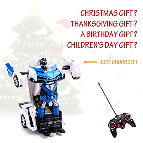 Transforming Toys - Coche de control remoto 2 en 1 con control remoto para niños y niñas de 5 a 12 años de edad Robot de deformación RC para niños y niñas (blanco)