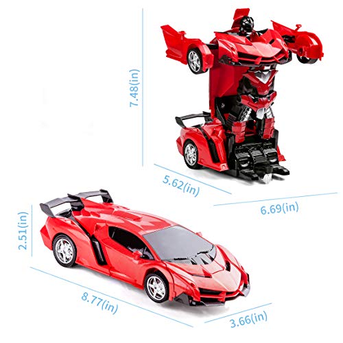 Transforming Toys - Coche de control remoto 2 en 1 con control remoto para niños y niñas de 5 a 12 años de edad Robot de deformación RC para niños y niñas (blanco)