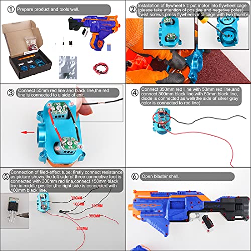 TRCS Worker Flywheel Kit de actualización de las ruedas, incluye jaula Flywheels, motor, alambre y tornillo, kit completo automático de accesorios para Nerf Stryfe compatible con Nerf