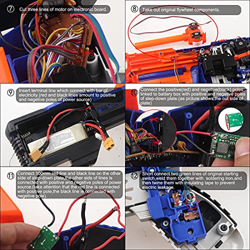 TRCS Worker Flywheel Kit de actualización de las ruedas, incluye jaula Flywheels, motor, alambre y tornillo, kit completo automático de accesorios para Nerf Stryfe compatible con Nerf