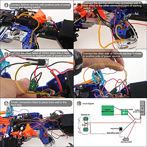 TRCS Worker Flywheel Kit de actualización de las ruedas, incluye jaula Flywheels, motor, alambre y tornillo, kit completo automático de accesorios para Nerf Stryfe compatible con Nerf