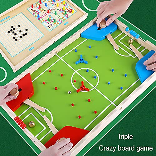 Tres en uno Juego de fútbol de Mesa Juego de Mesa Educativo para niños Doble Versus Multifuncional Juguetes de Madera interactivos para Padres e Hijos,56 * 35 * 5 cm