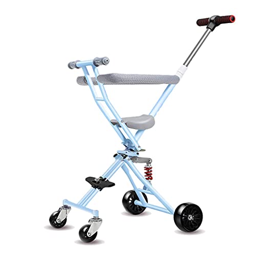 Triciclo Triciclo Trike Kids' NIÑOS Coche de Coche Artifact, 4- Wheeler Simple Light Dobling 1-3- 6 años Asiento Suave Rueda Flash (Color: Azul) (Color : Blue2)