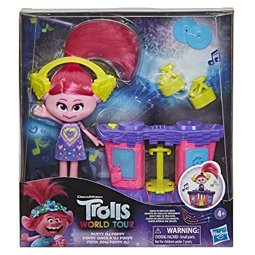 Trolls World Tour Poppy DJ de la fiesta (ambola Fashion con estación musical de DJ con luces y sonidos, vestido, zapatos y auriculares)