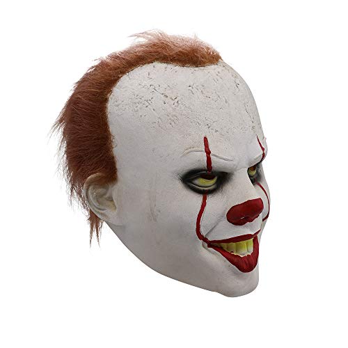 TRUBUY Halloween Máscara de Payaso Máscara de Cosplay de Pennywise Máscara de Látex de Miedo Máscara de Disfraces de Fiesta Apoyos