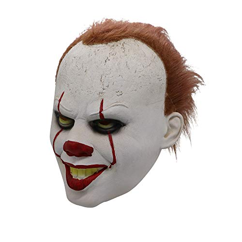 TRUBUY Halloween Máscara de Payaso Máscara de Cosplay de Pennywise Máscara de Látex de Miedo Máscara de Disfraces de Fiesta Apoyos