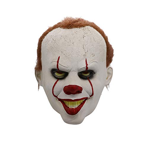 TRUBUY Halloween Máscara de Payaso Máscara de Cosplay de Pennywise Máscara de Látex de Miedo Máscara de Disfraces de Fiesta Apoyos