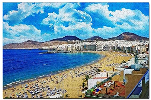 TTbaoz Jigs Puzzles 1000 Piezas Imagen de Montaje de Madera Las Palmas Gran Canaria Póster Juguetes educativos para Adultos（38*26cm）