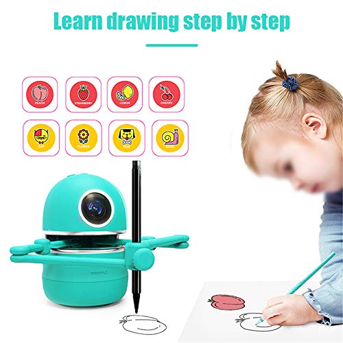 TTLIFE Robot Inteligentede dibujo automático inteligente Pintura/Matemáticas/Ortografía Robot de juguete educativo inteligente Incluye 4 libros 38 tarjetas