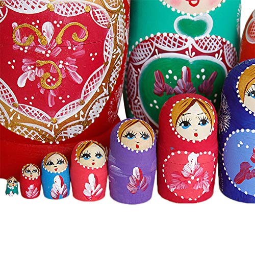 tulipes Matrioskas para Niños Madera Muñecas Rusas Matrioskas Infantiles 10 Unids Set Creativo Encantador Hecho A Mano Pintado Haya Matryoshka Doll Set Toy Appealing