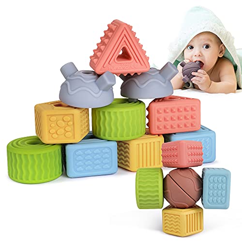 Tumama Baby Blocks Juguetes Cuerda Cordón Cuentas Suave Apilamiento de construcción Teethers sensoriales Juego de lanzar para niños Clasificación de enhebrado 6-12 Meses Regalo Prime Boys Girls