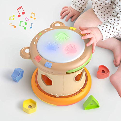 Tumama Juguetes Musicales para Bebes,Juguetes electrónicos Musicales Tambores de Juguete para niños,Juguetes Bebe Sensoriales con Sonido y Luces,Instrumentos Musicales Cubo Regalos para niños