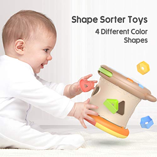 Tumama Juguetes Musicales para Bebes,Juguetes electrónicos Musicales Tambores de Juguete para niños,Juguetes Bebe Sensoriales con Sonido y Luces,Instrumentos Musicales Cubo Regalos para niños