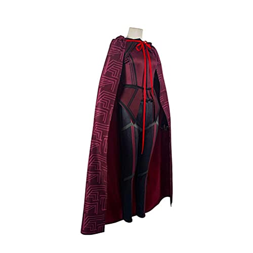 Tumnea Disfraz de Bruja Escarlata Disfraz de Wanda Maximoff Disfraz de Bruja de Halloween Capa Tops Pantalones con Tocado para Trajes de Halloween