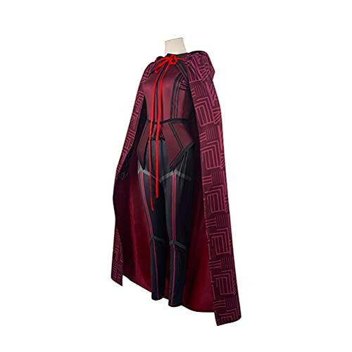 Tumnea Disfraz de Bruja Escarlata Disfraz de Wanda Maximoff Disfraz de Bruja de Halloween Capa Tops Pantalones con Tocado para Trajes de Halloween