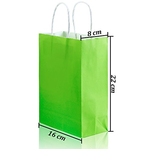 Tupa 30 bolsas de papel kraft para regalo de cumpleaños, regalos de fiesta, bolsas de papel de regalo, colores arcoíris con asa para cumpleaños, compras, bodas