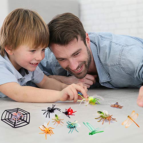 TUPARKA 49 PCS Plastic Insect Toys Bugs Figure Toys Surtido de Insectos realistas Butterfly Beetle Dragonfly Modelo Gag Juguetes para niños Insectos Party Bag Fillers Favores Juguetes Educativo