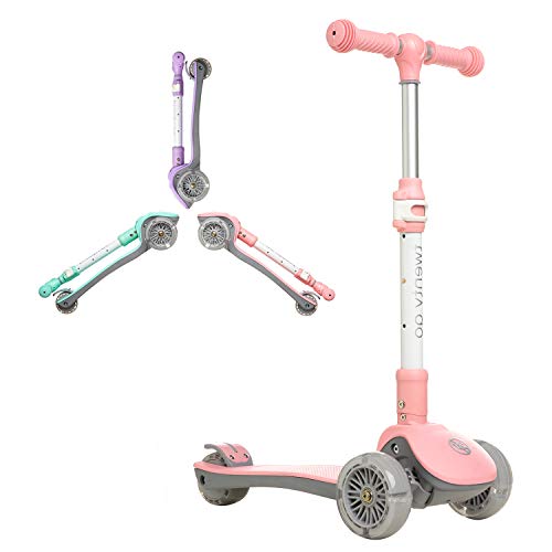 Twenty Go - Patinete Infantil 3 Ruedas con Luces - Manillar Ajustable 57 a 77cm - Rosa