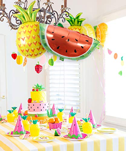 Twotti Fruity Birthday Decorations Artículos para fiestas Twotti Frutti Globos, Primeros de la torta de frutas Pajitas de papel Piña Sandía Globos Verano 2º Fiesta de cumpleaños Tutti Frutti