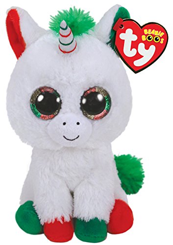 Ty Beanie Boos Candy Cane-Unicornio 23cm-Navidad, color blanco (36425TY) , color/modelo surtido