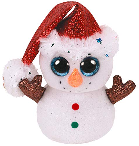 TY- Beanie Boo's- Peluche Flurry El muñeco de Nieve 15 cm, TY36682, Color Blanco