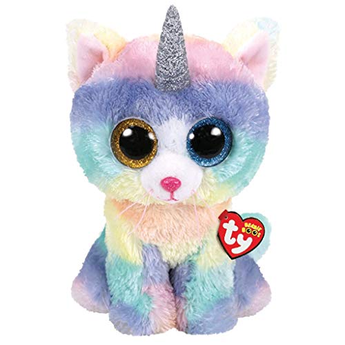 Ty – Beanie Boo's – Peluche Heather el Gato Unicornio TY36753, Multicolor, 40 cm