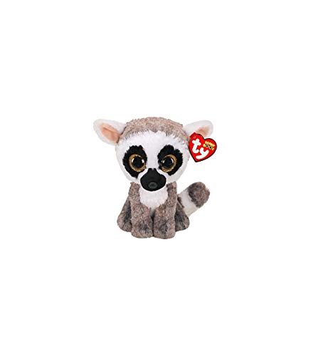 Ty UK Ltd 36224 Lemur Linus, Peluche de Felpa Beanie Boos Multicolor, 15 cm