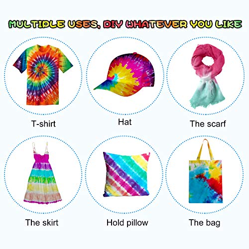 Ucradle 24 colores Tie Dye Kit, Neón Pinturas Textiles de Tela Permanentes Conjunto de Tinte Tie Tie de un Solo Paso Camisa Tela Tinte Duministros No Tóxicos Moda de Bricolaje para Niños, Adultos