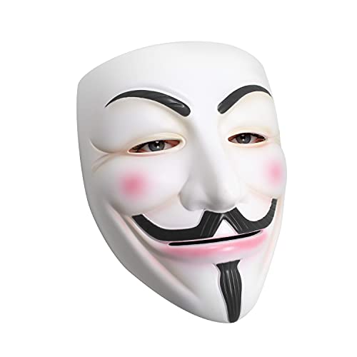 Udekit Máscara de Hacker V para Vendetta Máscara Disfraz de Halloween Accesorios de Fiesta de Cosplay Blanco